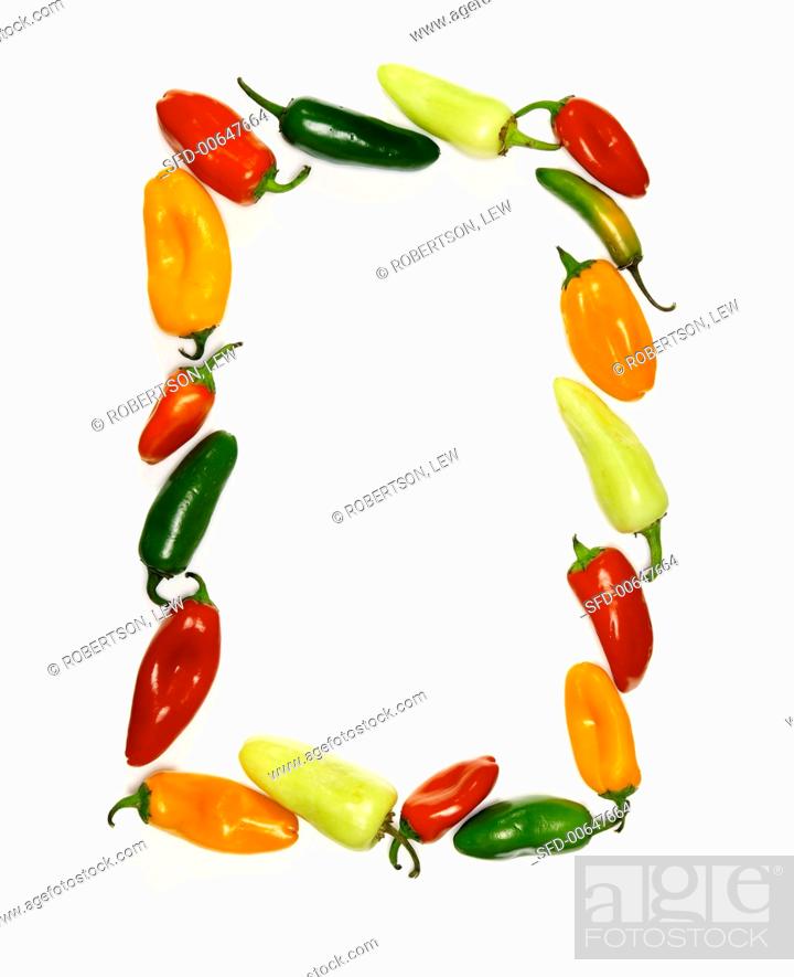 Stock Photo: A Frame Made of Assorted Hot Peppers.