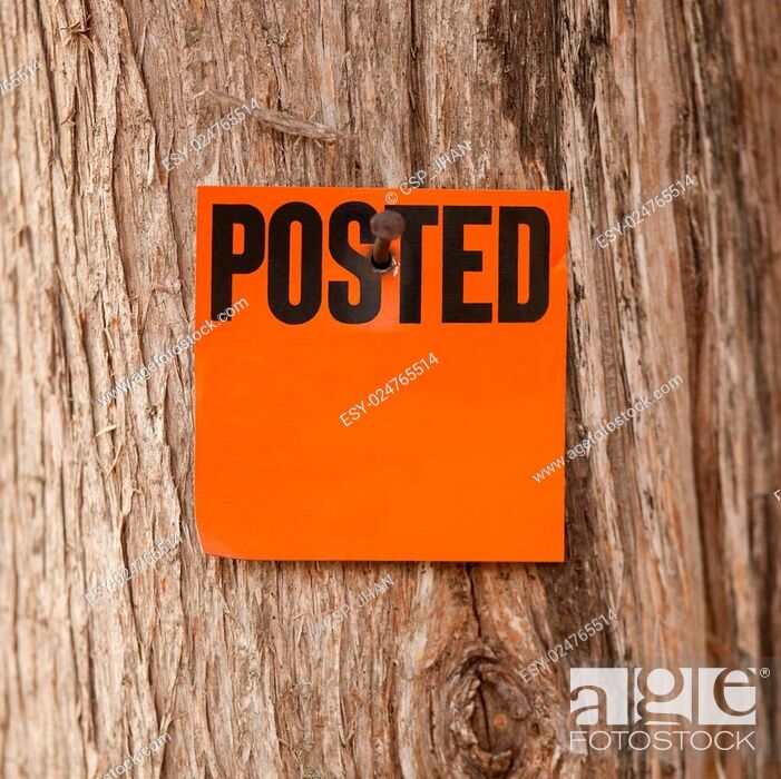 Stock Photo: Posted Orange Notice.
