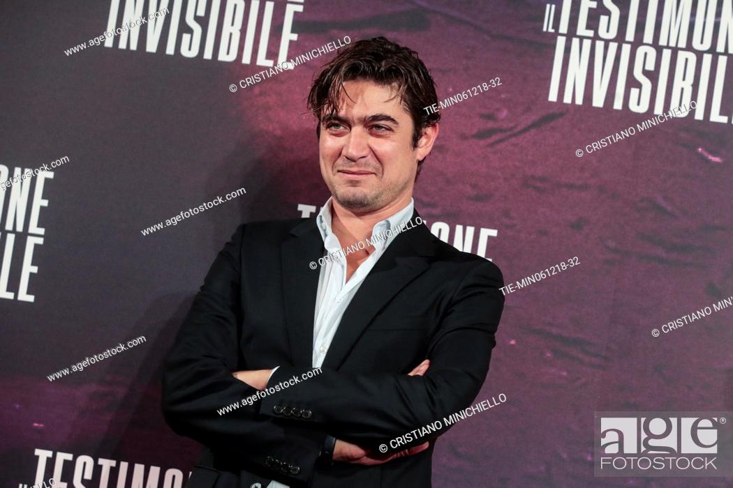 Stock Photo: The actor Riccardo Scamarcio during the photocall of film Il testimone invisibile, Rome, ITALY-06-12-2018.