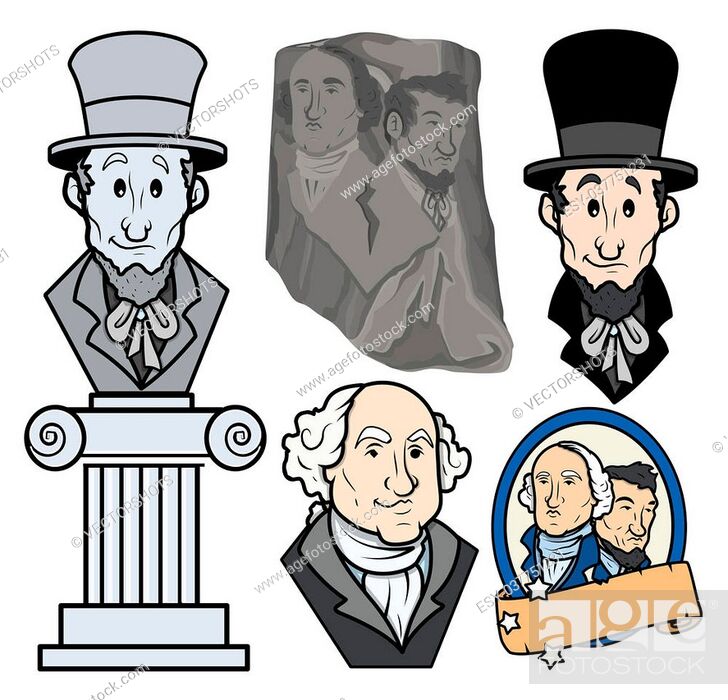USA Presidents George Washington & Abraham Lincoln Clip-Art Cartoon Vector,  Stock Vector, Vector And Low Budget Royalty Free Image. Pic. ESY-037751231  | agefotostock