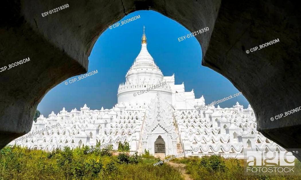 Stock Photo: Mingun White pagoda.