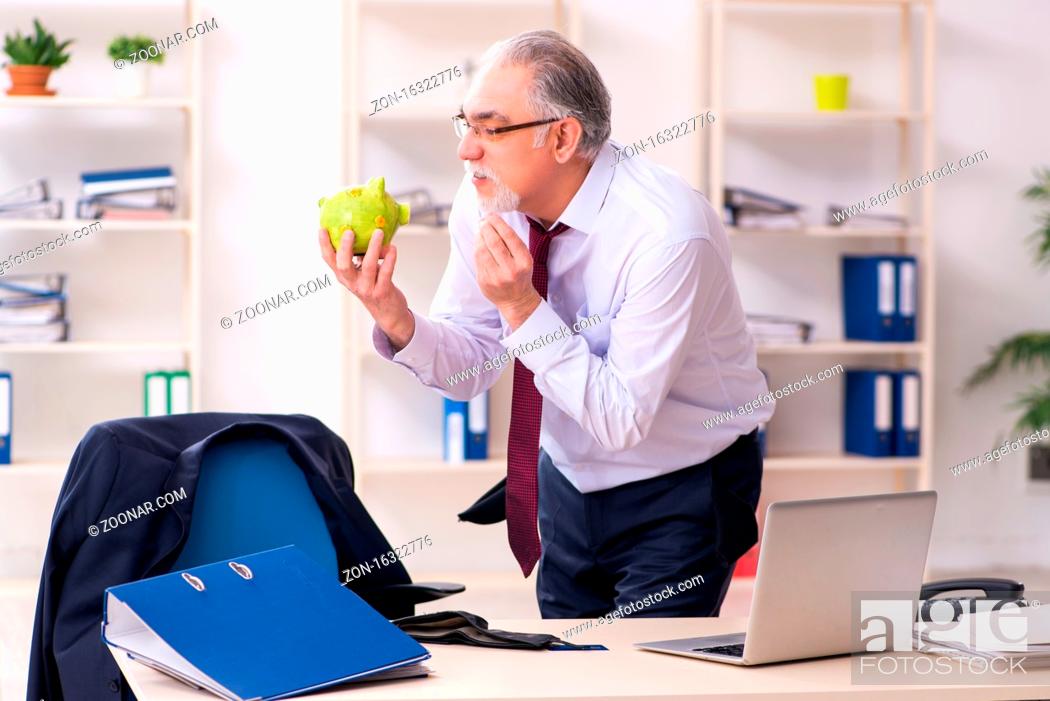 Stock Photo: Old businessman in bankruptcy concept.