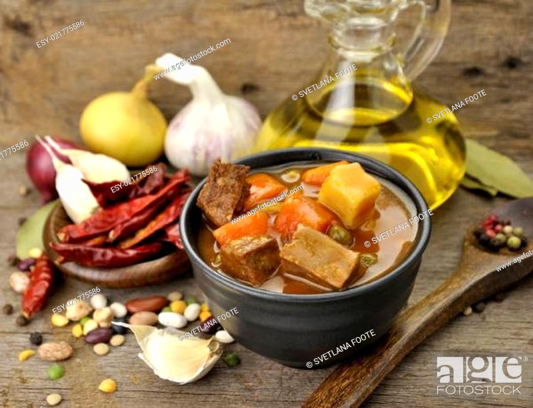 Stock Photo: Beef Soup With Vegetables.