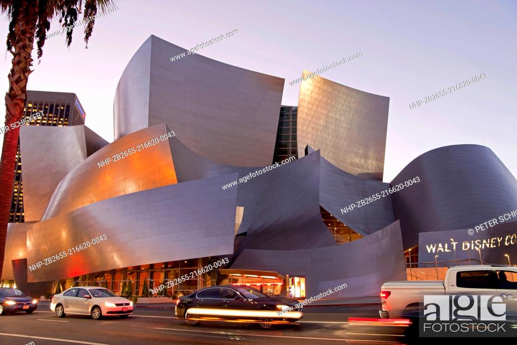 modern architecture by Frank Gehry at night, Walt Disney Concert Hall,  Downtown Los Angeles, Stock Photo, Picture And Rights Managed Image. Pic.  NHP-ZB2655-216620-0043 | agefotostock