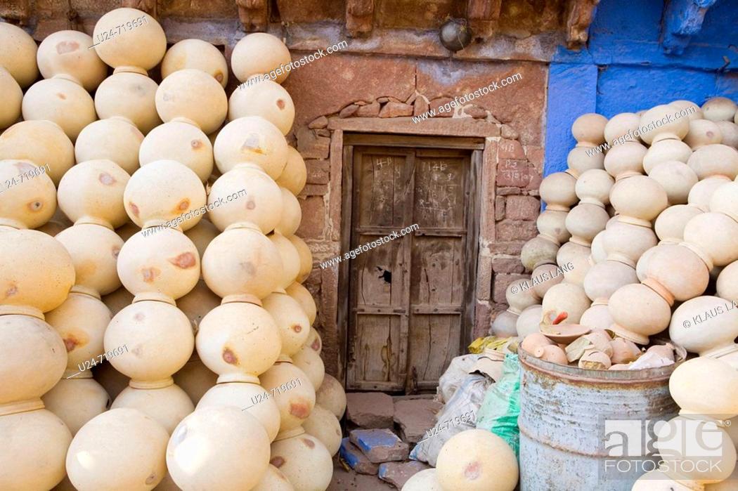 Stock Photo: Containers, Sardar Market, Jodhpur, Rajasthan, India.