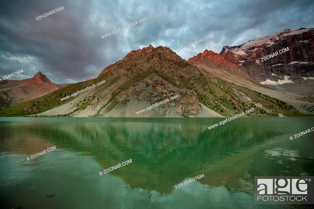 Stock Photo: Beautiful serene lake in Fann mountains (branch of Pamir) in Tajikistan.