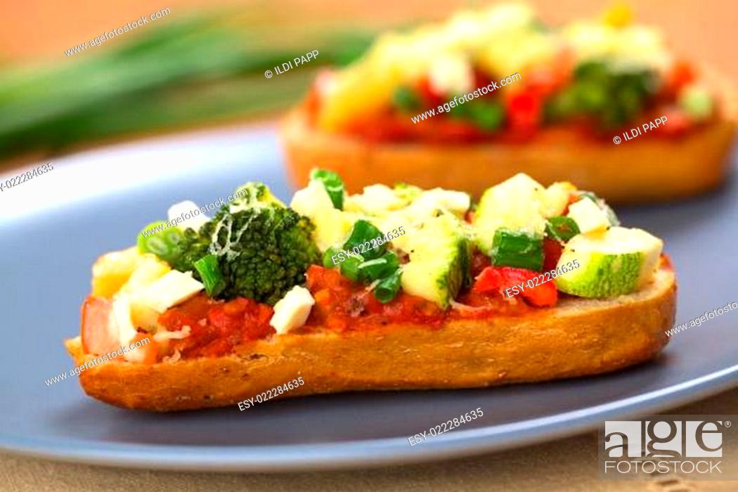 Stock Photo: Baked Vegetarian Open Sandwich.