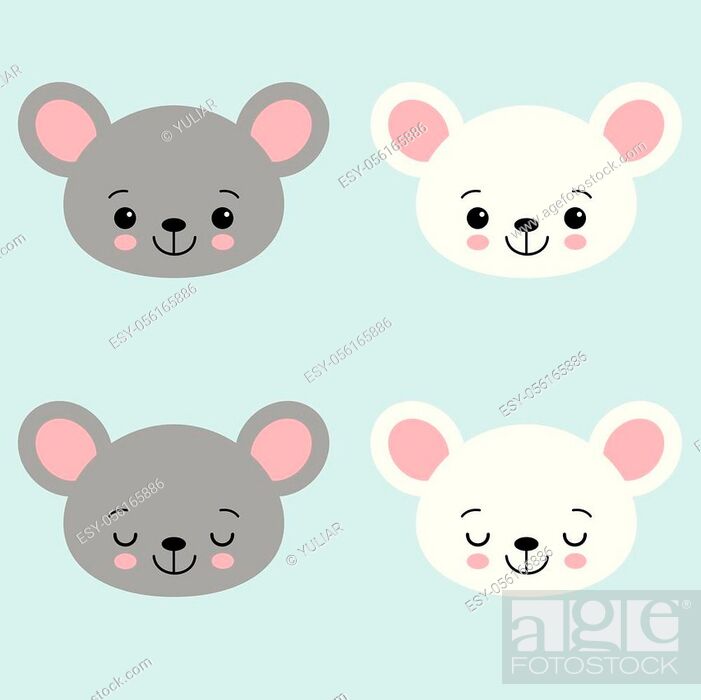 Cute cartoon mouse face. Little kawaii mouse. Vector illustration for  children, Stock Vector, Vector And Low Budget Royalty Free Image. Pic.  ESY-056165886 | agefotostock