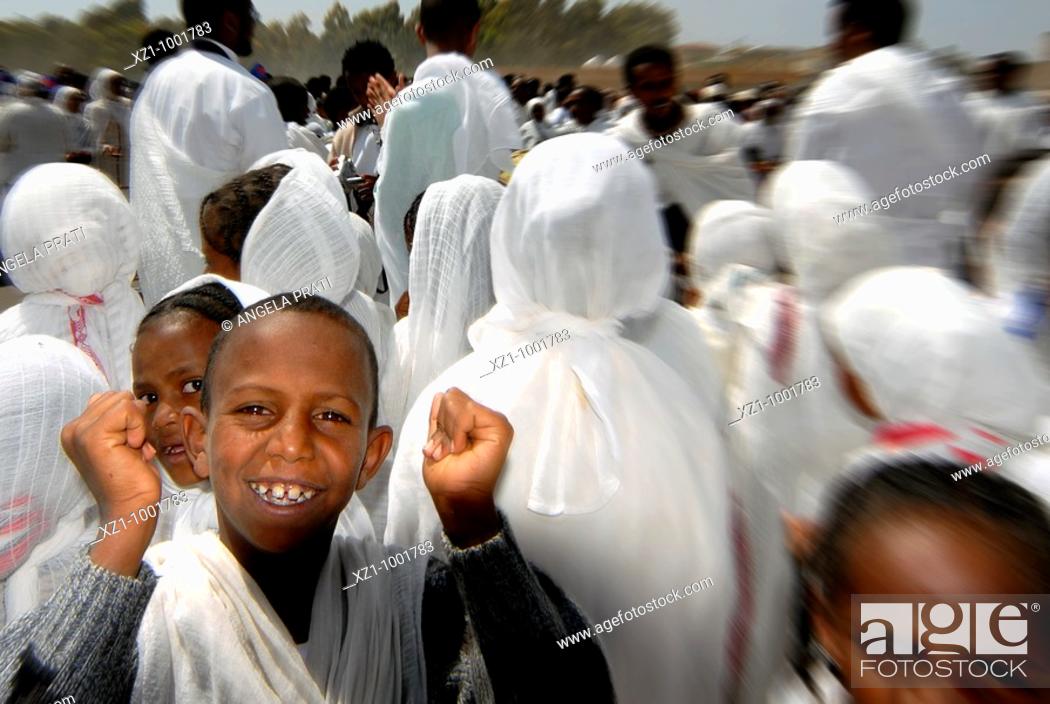 Stock Photo: Africa, Eritrea, Asmara, Meskel is an annual religious holiday of the Eritrean Orthodox Church commemorating the discovery of the True Cross by Queen Eleni.