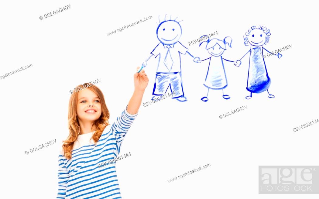 Child Education Concept, Kid Girl Drawing and Dreaming School Stock Photo -  Image of creative, learning: 75490814