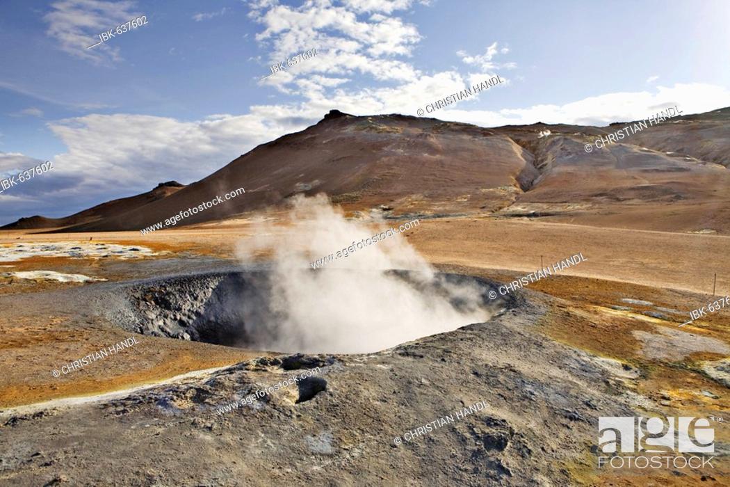 Stock Photo: Solfataras, Hveraroend geothermal region at the foot of Mt. Námafjall, Myvatn, northern Iceland, Iceland, Atlantic Ocean.
