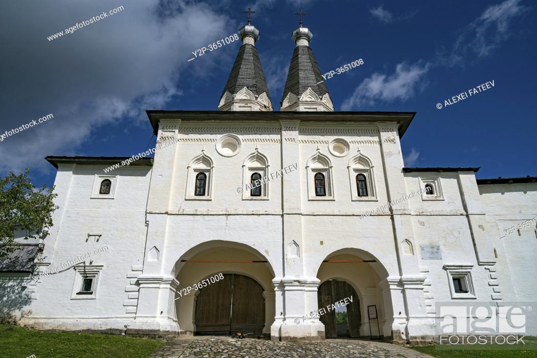 Stock Photo: Holy Gates of the Ferapontov monastery, Russia.