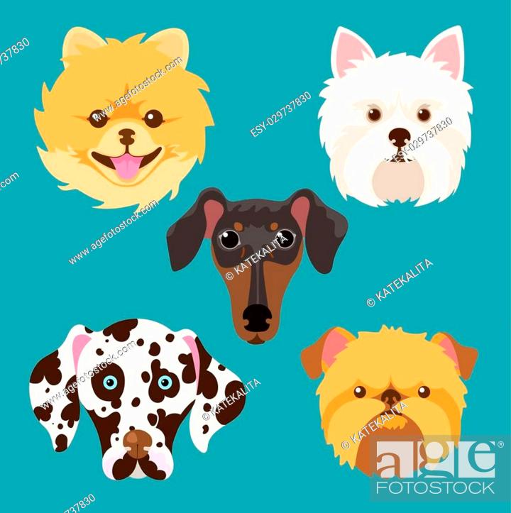 muzzle different breeds of  characters. Cartoon vector  illustration, Stock Vector, Vector And Low Budget Royalty Free Image. Pic.  ESY-029737830 | agefotostock
