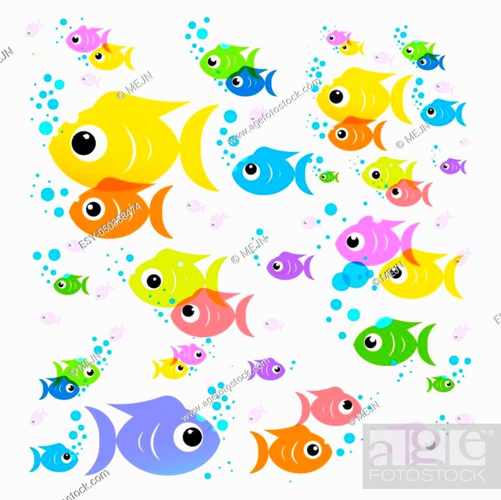 Fish Cartoon. Vector Colorful Fish. Flat Design Transparent Flock of Fish  Isolated on White..., Stock Vector, Vector And Low Budget Royalty Free  Image. Pic. ESY-050358474 | agefotostock