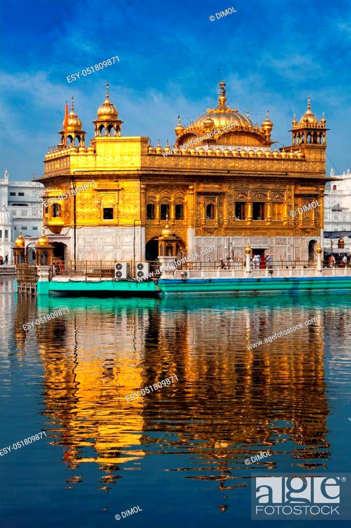 Panorama of Sikh gurdwara Golden Temple (Harmandir Sahib) and water tank,  Stock Photo, Picture And Low Budget Royalty Free Image. Pic. ESY-051809871  | agefotostock