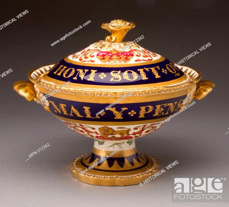 Stock Photo: H. & R. Daniel (Firm). Covered Cream Bowl - About 1820 - Worcester Porcelain Factory (Flight, Barr & Barr Period) English.