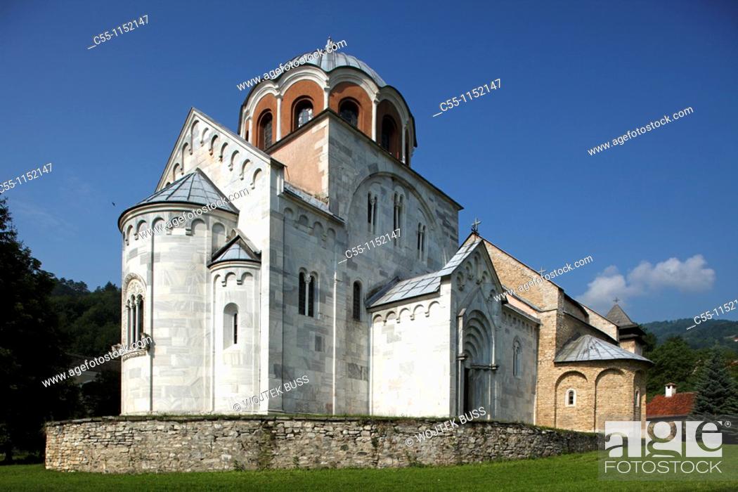Stock Photo: Serbia, Studenica Monastery, founded by Grand Prince Stefan Nemanja, late 12th century, Church of the Virgin, Orthodox, christian, religious, exterior, outside.