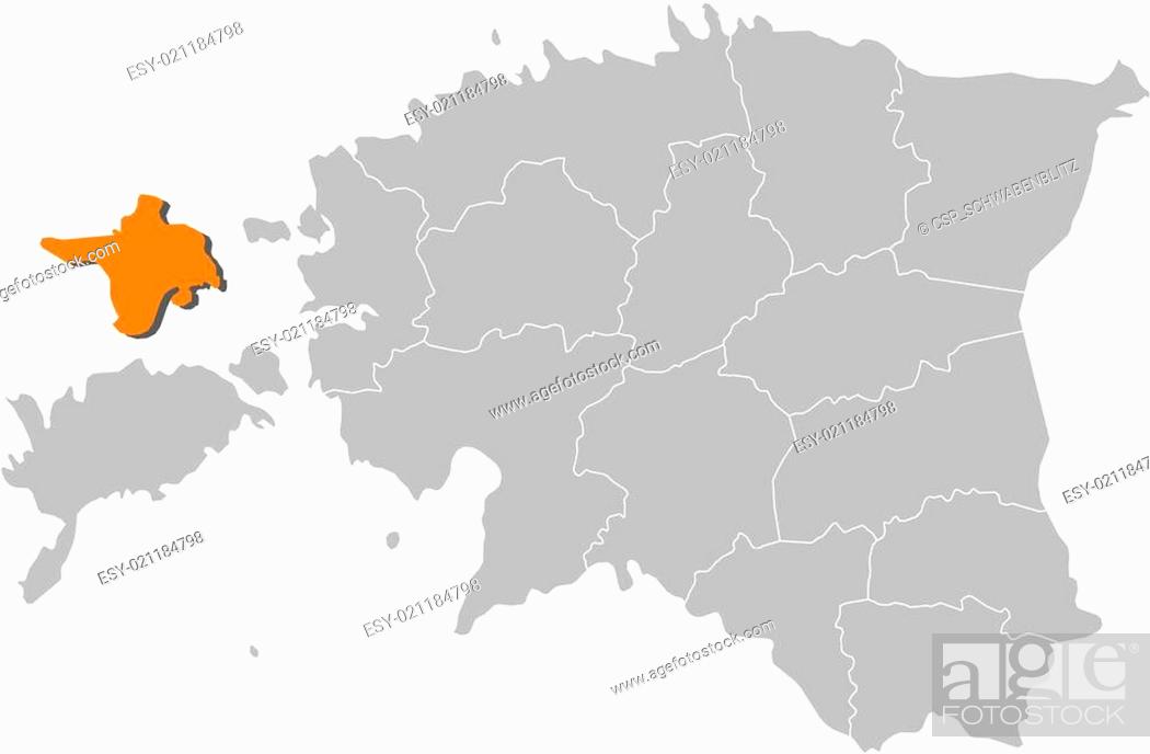 Stock Vector: Map of Estonia, Hiiu highlighted.
