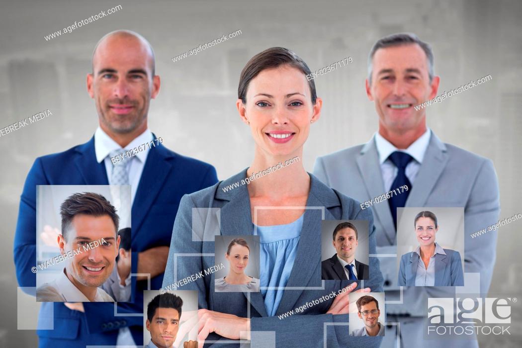 Photo de stock: Composite image of business colleagues smiling at camera.