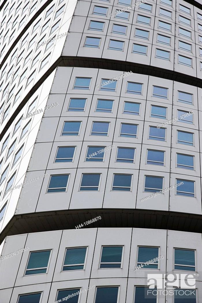 Stock Photo: Architecture, moulder, block of flats, high-rise building, facade, window, glass, distorted.