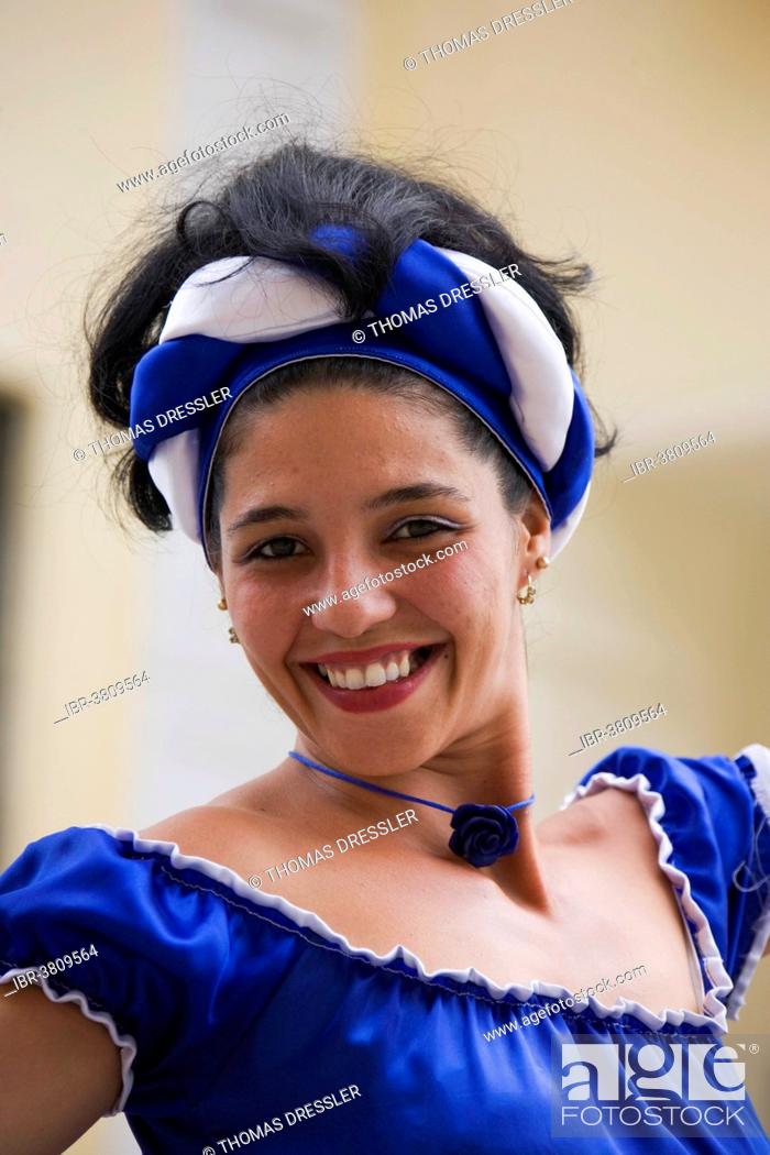 Stock Photo: Smiling street performer, Havana, Cuba.