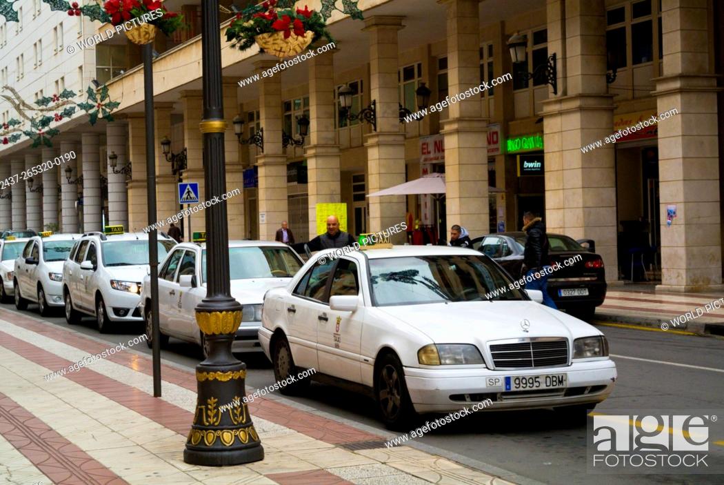 Stock Photo: Taxis, Avenida Alcade Sanchez Prados, Ceuta, Spanish enclave inside Morocco, northern Africa.