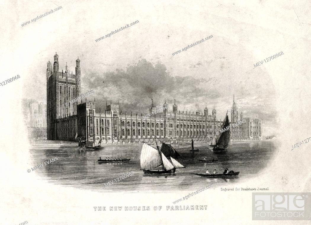 Stock Photo: The Houses of Parliament, constructed between 1840 and 1870 after the 'Old Palace' was destroyed by fire in 1834.