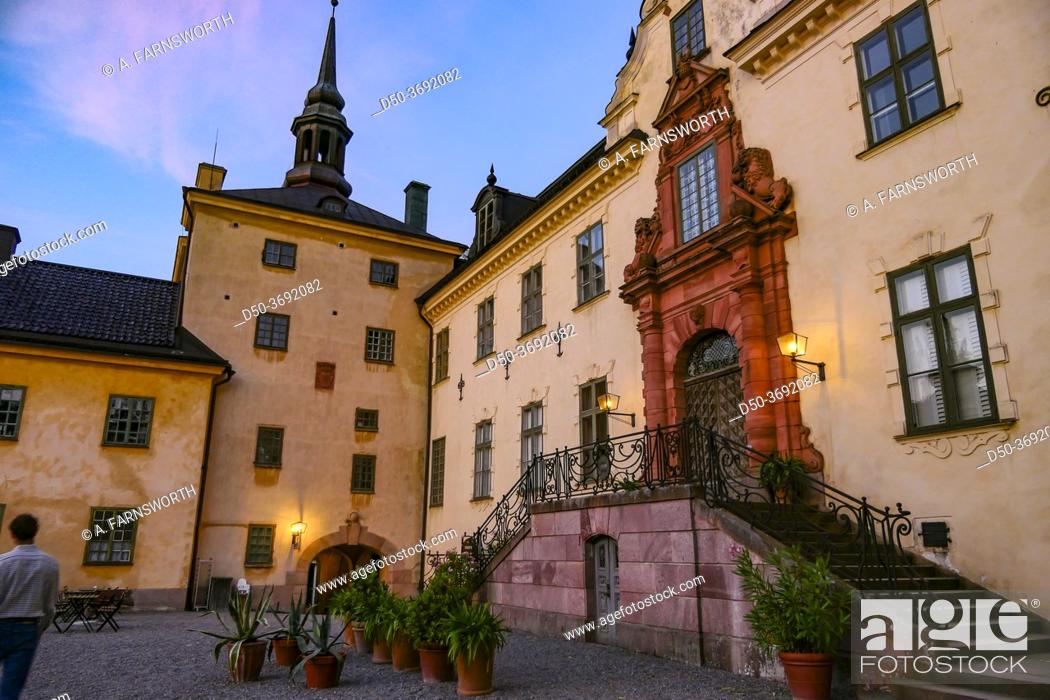Stock Photo: Tyreso, Sweden The facade of the Tyreso Palace grounds at sunset, built in 1636.