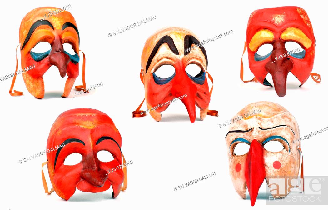 Imagen: variety of cardboard paper masks, studio photography of girona, catalonia, spain, .