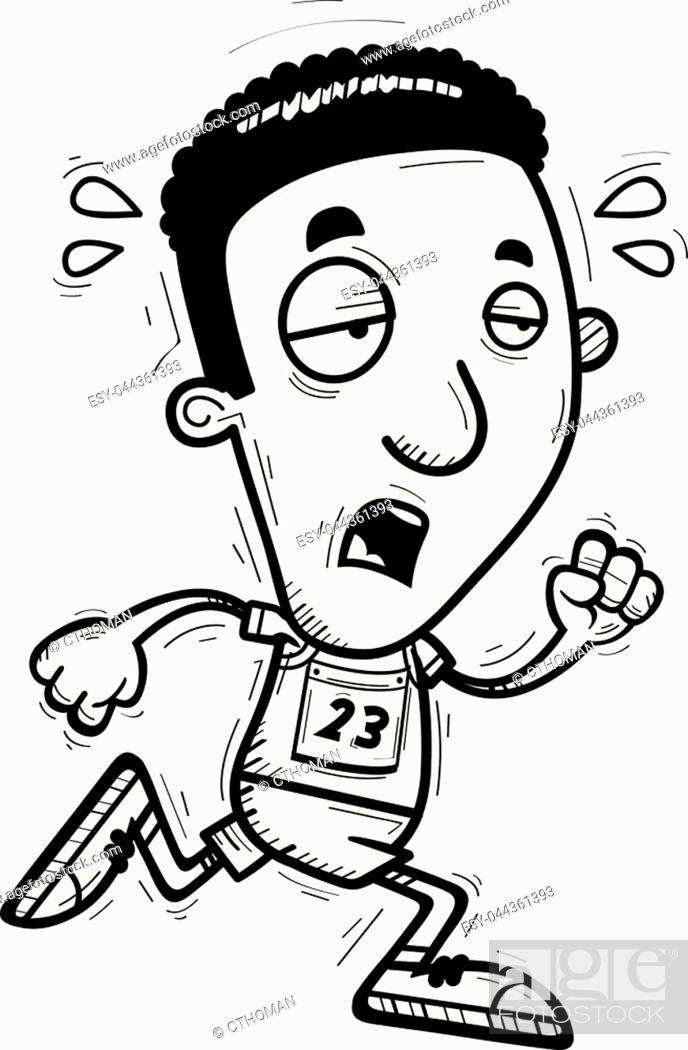 A cartoon illustration of a black man track and field athlete running and  looking exhausted, Stock Vector, Vector And Low Budget Royalty Free Image.  Pic. ESY-044361393 | agefotostock