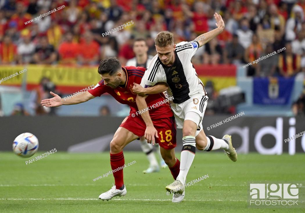 Stock Photo: left to right Jordi ALBA (ESP), Joshua KIMMICH (GER), action, duels, Spain (ESP) - Germany (GER), group phase Group E, 2nd matchday, on November 27th, 2022.