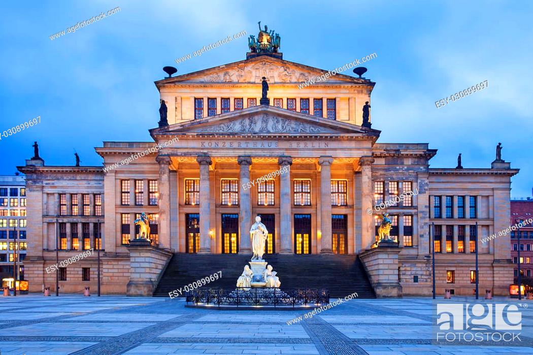 Stock Photo: The neo-classical theatre building is used as a concert hall, and is home of the Berlin Symphony Orchestra. It is located in the Gendarmenmarkt near Unter den.