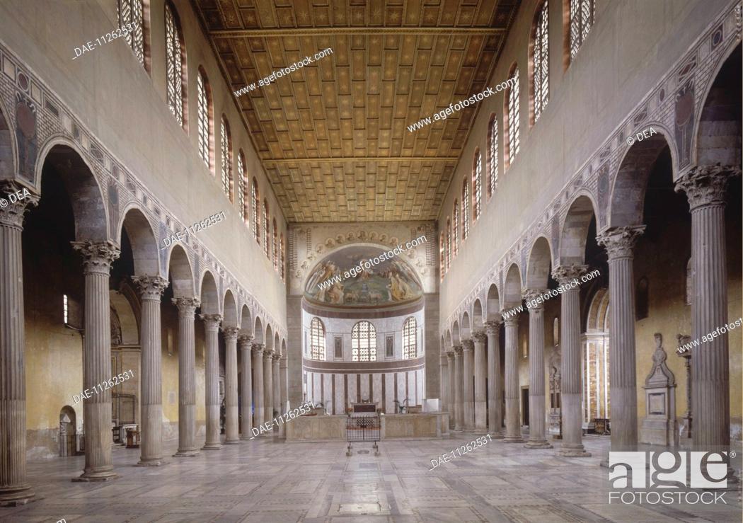 Stock Photo: Italy - Lazio region - Rome - Basilica of Saint Sabina at the Aventine. Interior, nave.