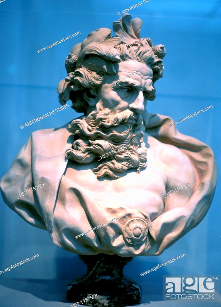 Stock Photo: Neptune, Roman god of the oceans. Antique bust of Neptune, known as Poseidon in the Greek pantheon.
