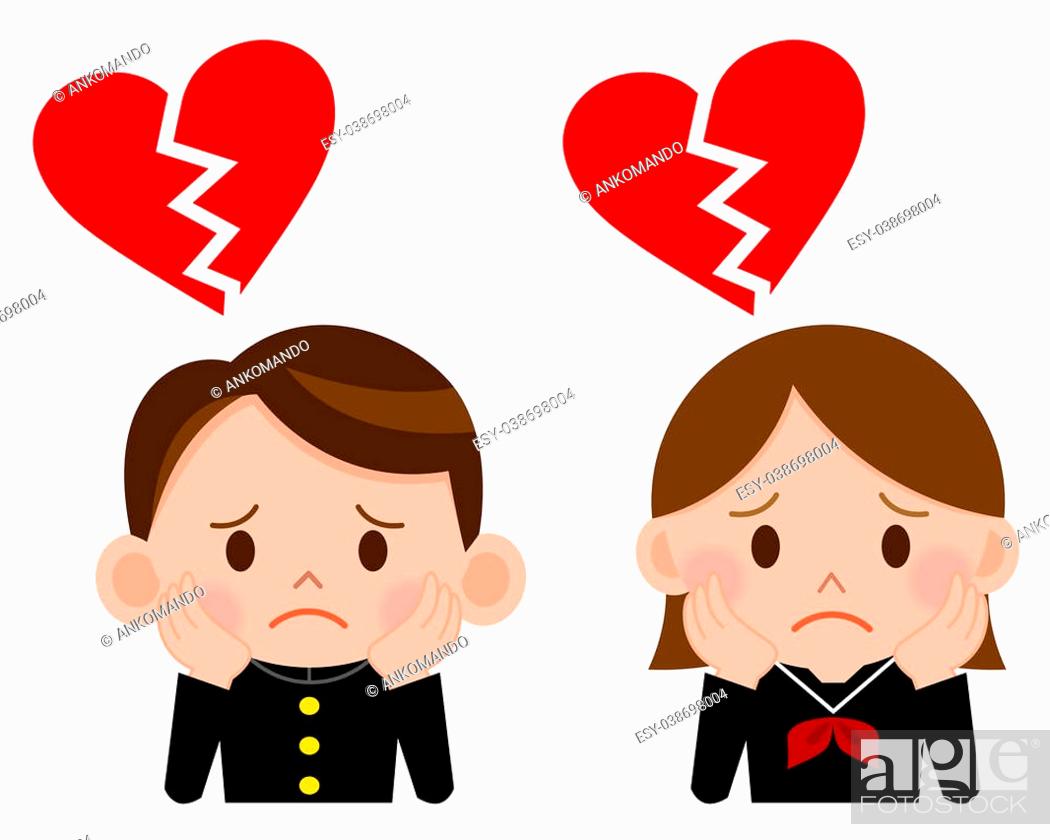 Cartoon boy and girl with broken heart, Stock Photo, Picture And Low Budget  Royalty Free Image. Pic. ESY-038698004 | agefotostock