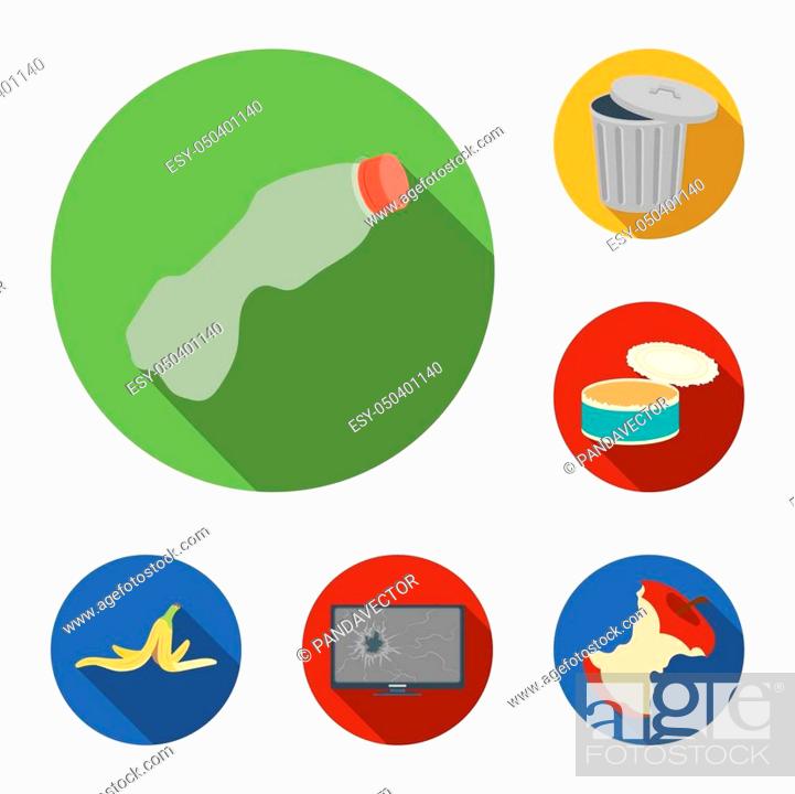 Stock Photo: Garbage and waste flat icons in set collection for design. Cleaning garbage bitmap symbol stock illustration.