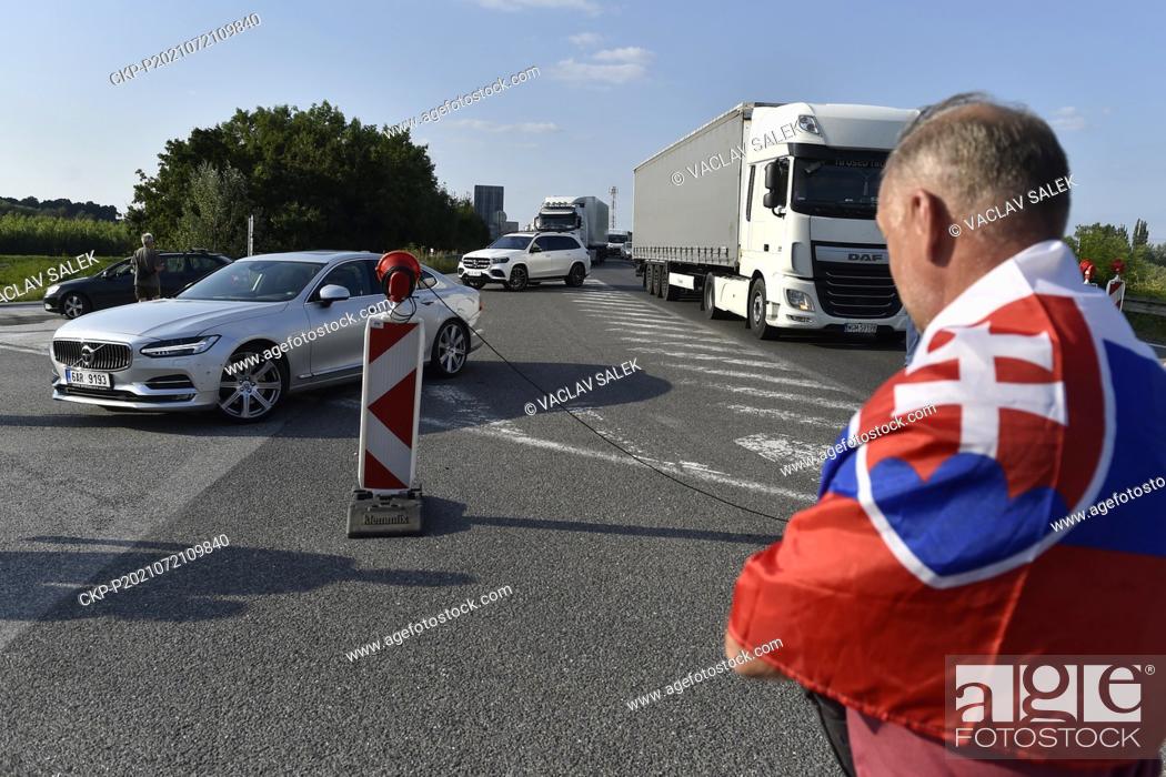 Stock Photo: Slovak cross-border commuters have blocked selected crossings on the borders with Czechia and Hungary in protest against what they call the disproportionate.