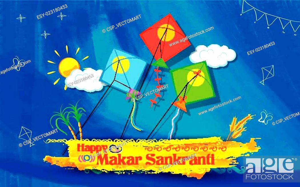 Makar Sankranti wallpaper with colorful kite, Stock Photo, Picture And Low  Budget Royalty Free Image. Pic. ESY-023180453 | agefotostock
