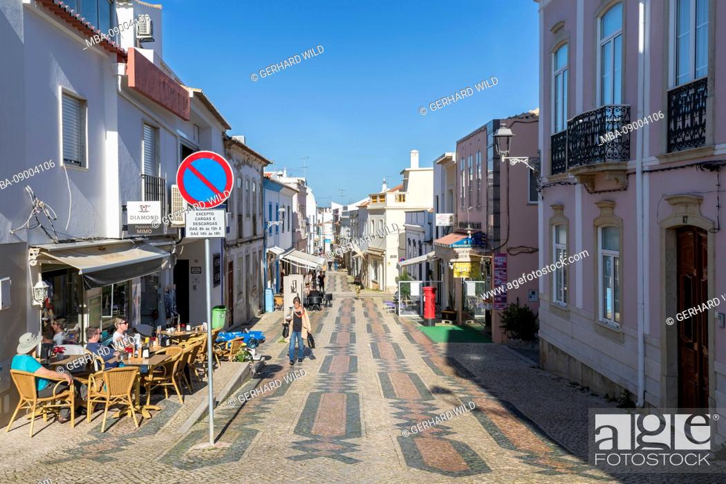 Stock Photo: Pedestrian street in the historic center, Lagos, Algarve, Faro district, Portugal.