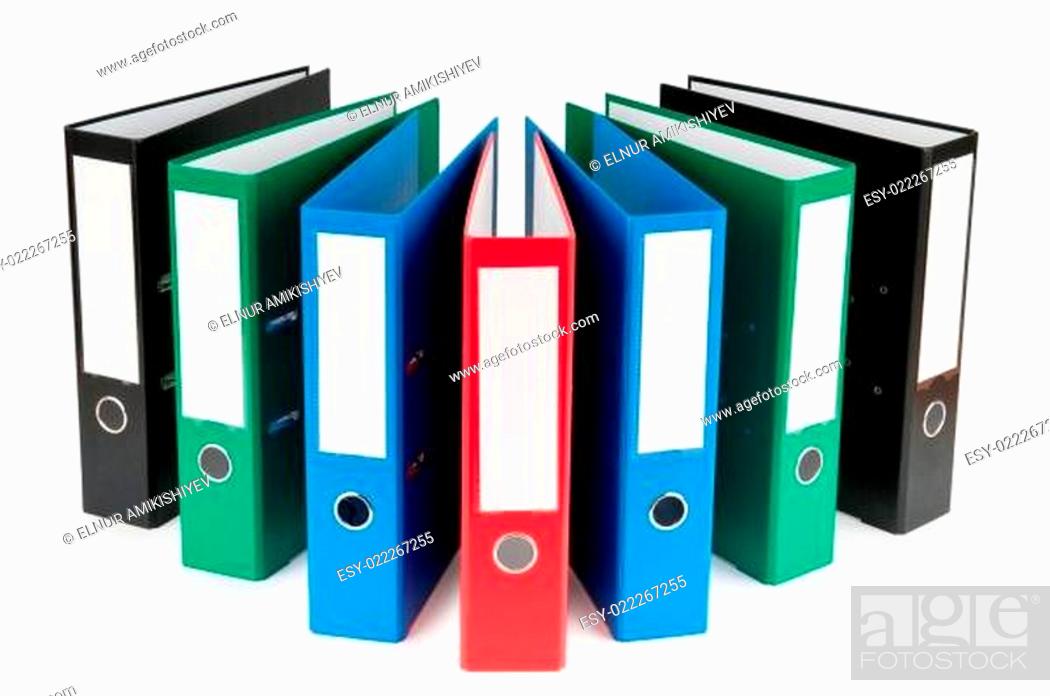 Stock Photo: Office folders isolated on the white background.