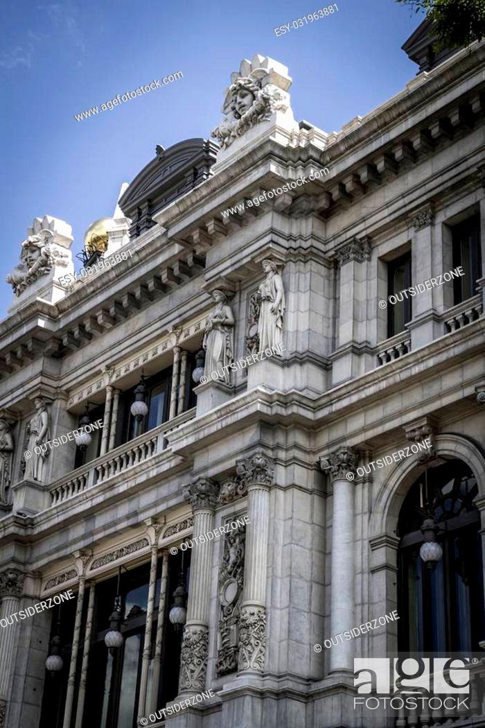 Stock Photo: Bank, Image of the city of Madrid, its characteristic architecture.