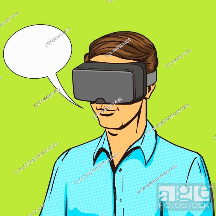Man and virtual reality glasses cartoon pop art vector illustration, Stock  Vector, Vector And Low Budget Royalty Free Image. Pic. ESY-044931439 |  agefotostock