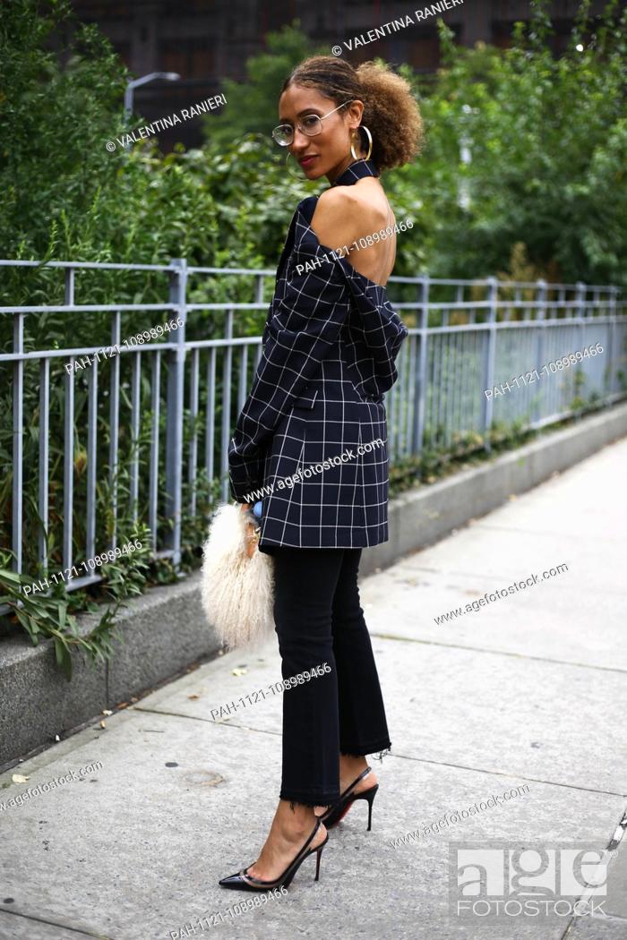 Stock Photo: Elaine Welteroth posing on the street during New York Fashion Week - Sept 11, 2018 - Photo: Runway Manhattan ***For Editorial Use Only?*** | usage worldwide.