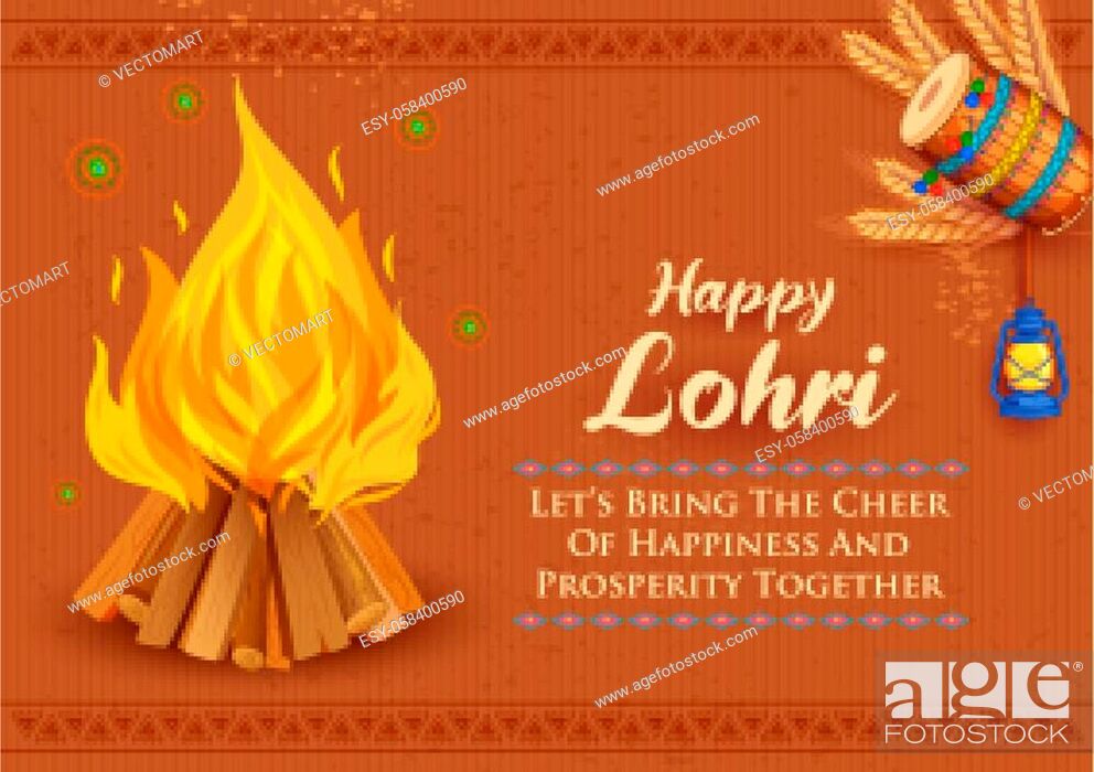 illustration of Happy Lohri holiday background for Punjabi festival, Stock  Vector, Vector And Low Budget Royalty Free Image. Pic. ESY-058400590 |  agefotostock