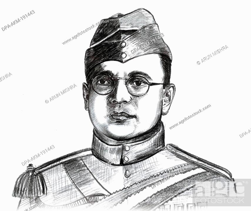 Subhash Chandra Bose, Drawing by Manoj Shukla | Artmajeur-saigonsouth.com.vn