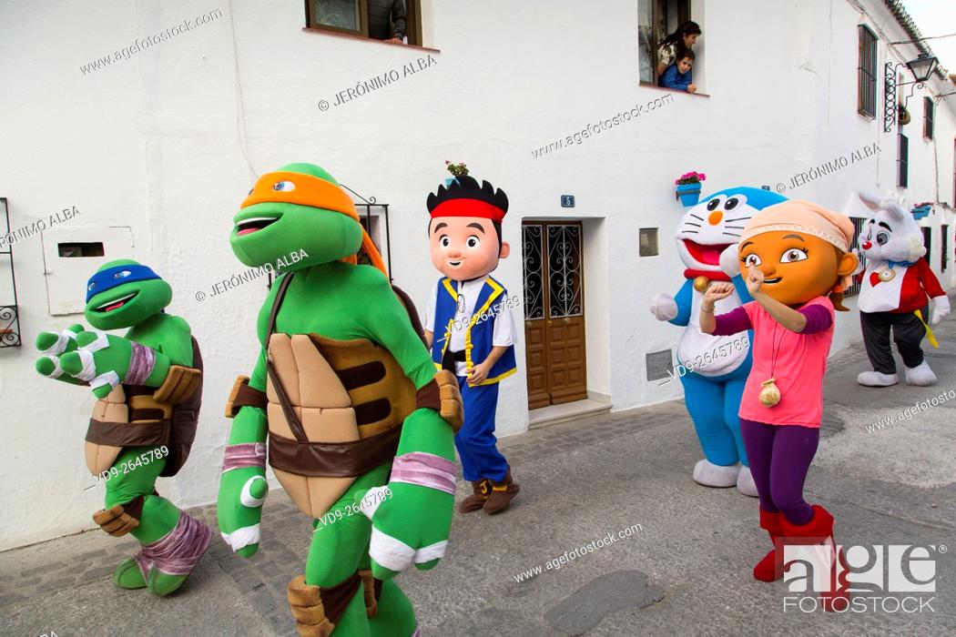 Stock Photo: Carnival Parade at the white village of Mijas. Malaga province Costa del Sol, Andalusia, Spain Europe.