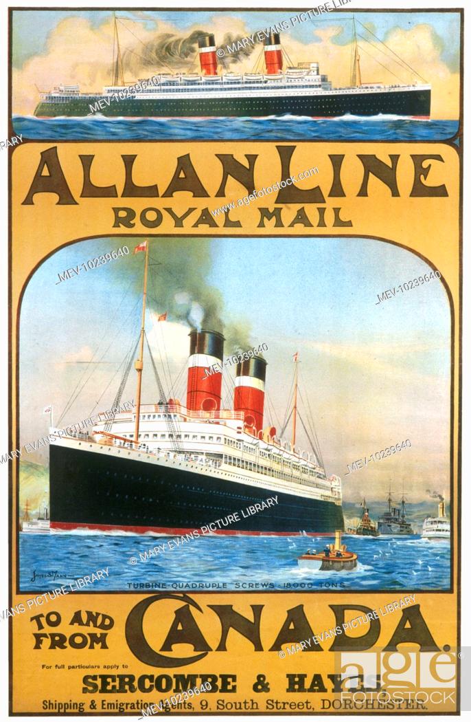 TRAVEL ALLAN LINE ROYAL MAIL CANADA SHIP LINER UK VINTAGE ADVERT POSTER 2280PY