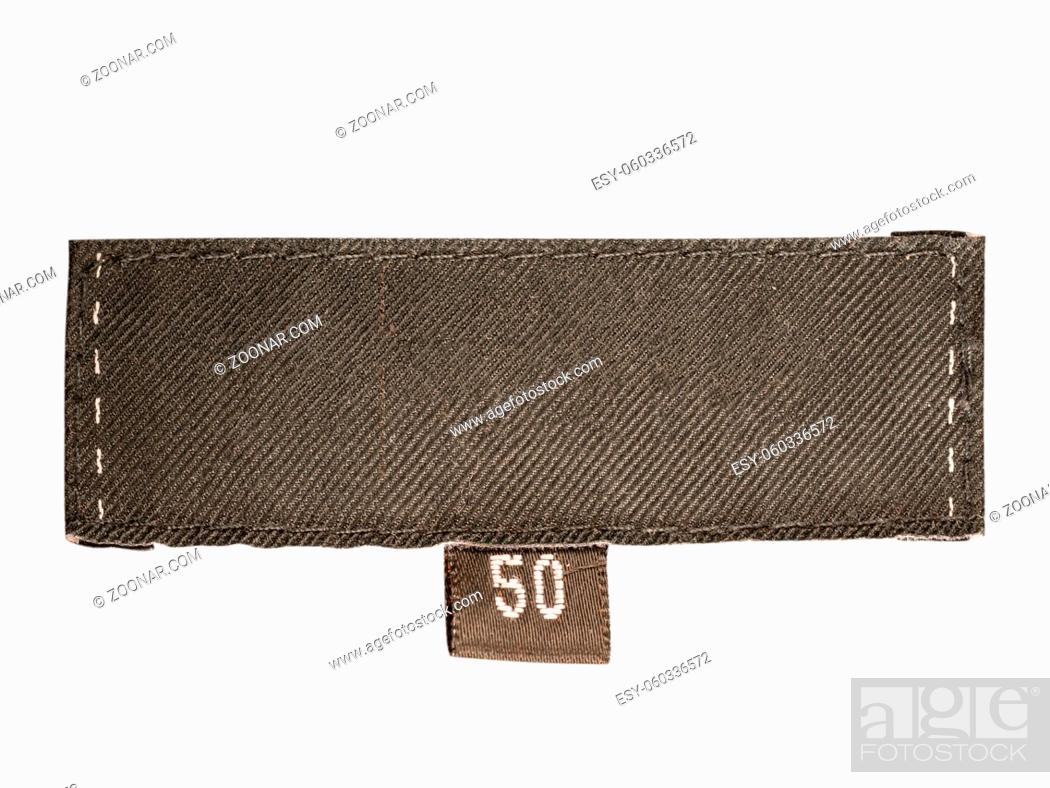 Stock Photo: Blank dark clothes label of 50 size - isolated on white background.