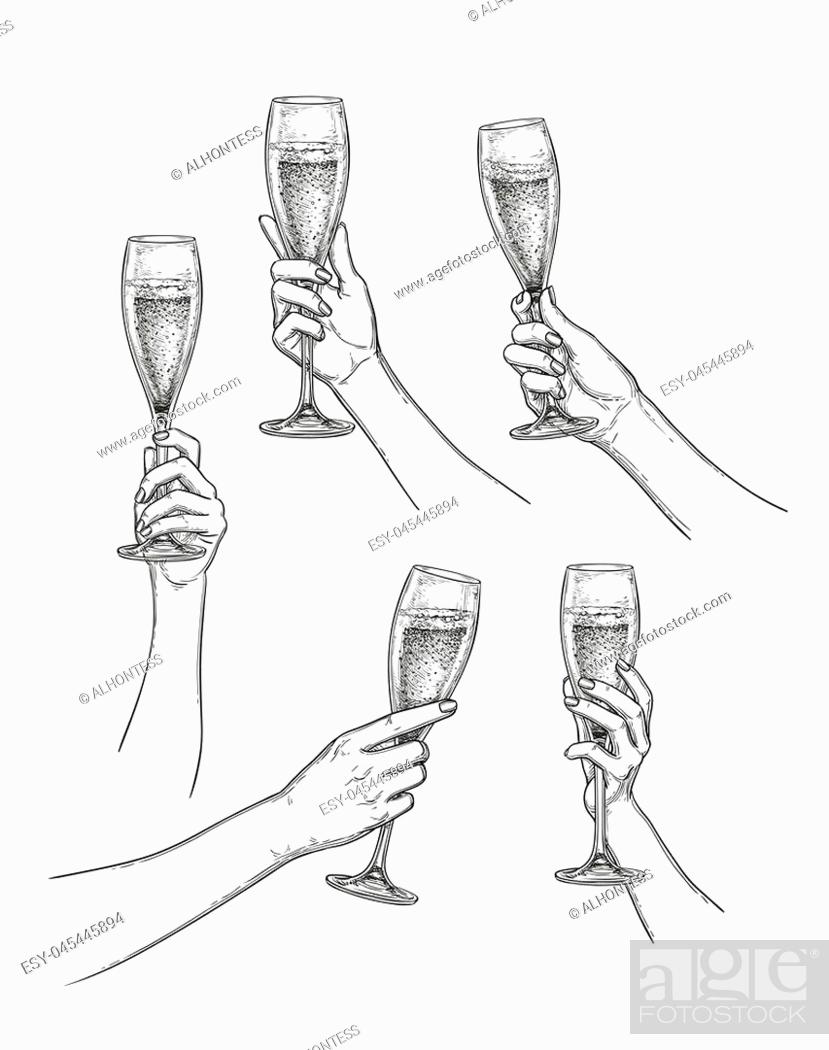 Hand-sketched champagne glass illustration Vector sketch of the popular -  stock vector 4693823 | Crushpixel