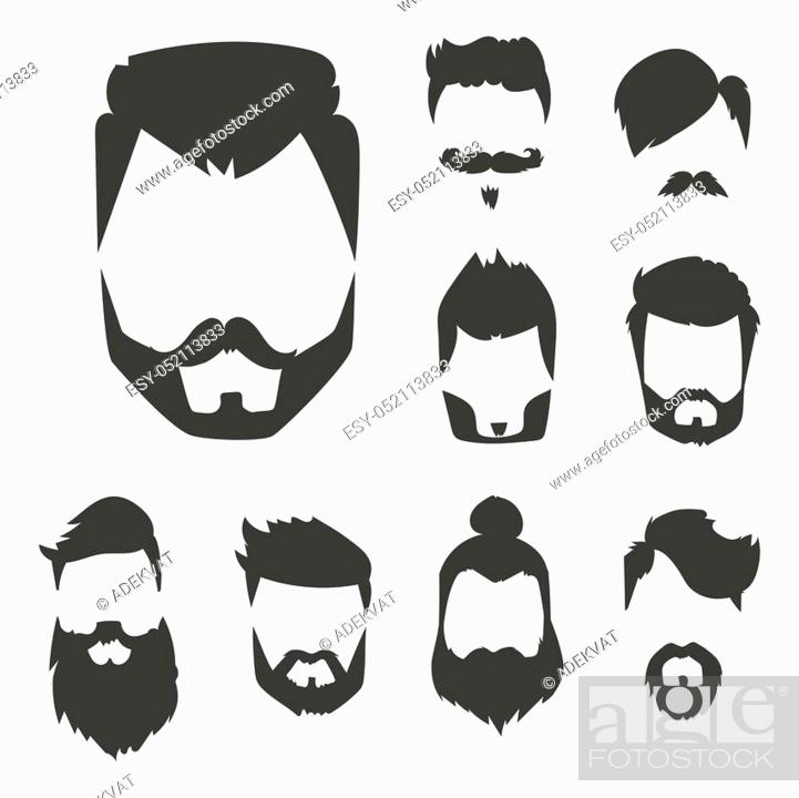 Vector set of hipster retro hair style mustache vintage old shave male  facial beard haircut isolated..., Stock Vector, Vector And Low Budget  Royalty Free Image. Pic. ESY-052113833 | agefotostock
